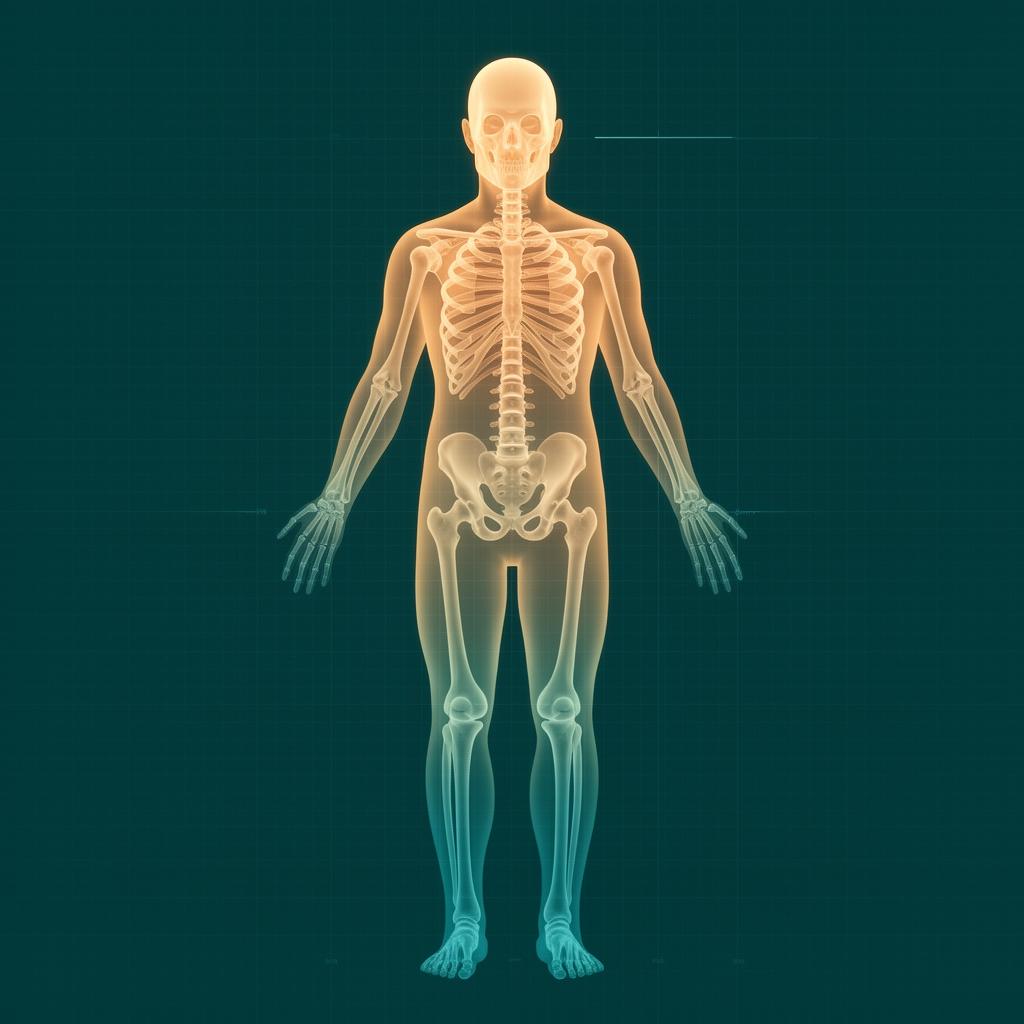 Visualização de scan DXA — densitometria óssea e composição corporal